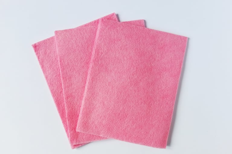 Professional cleaning cloths ready for use